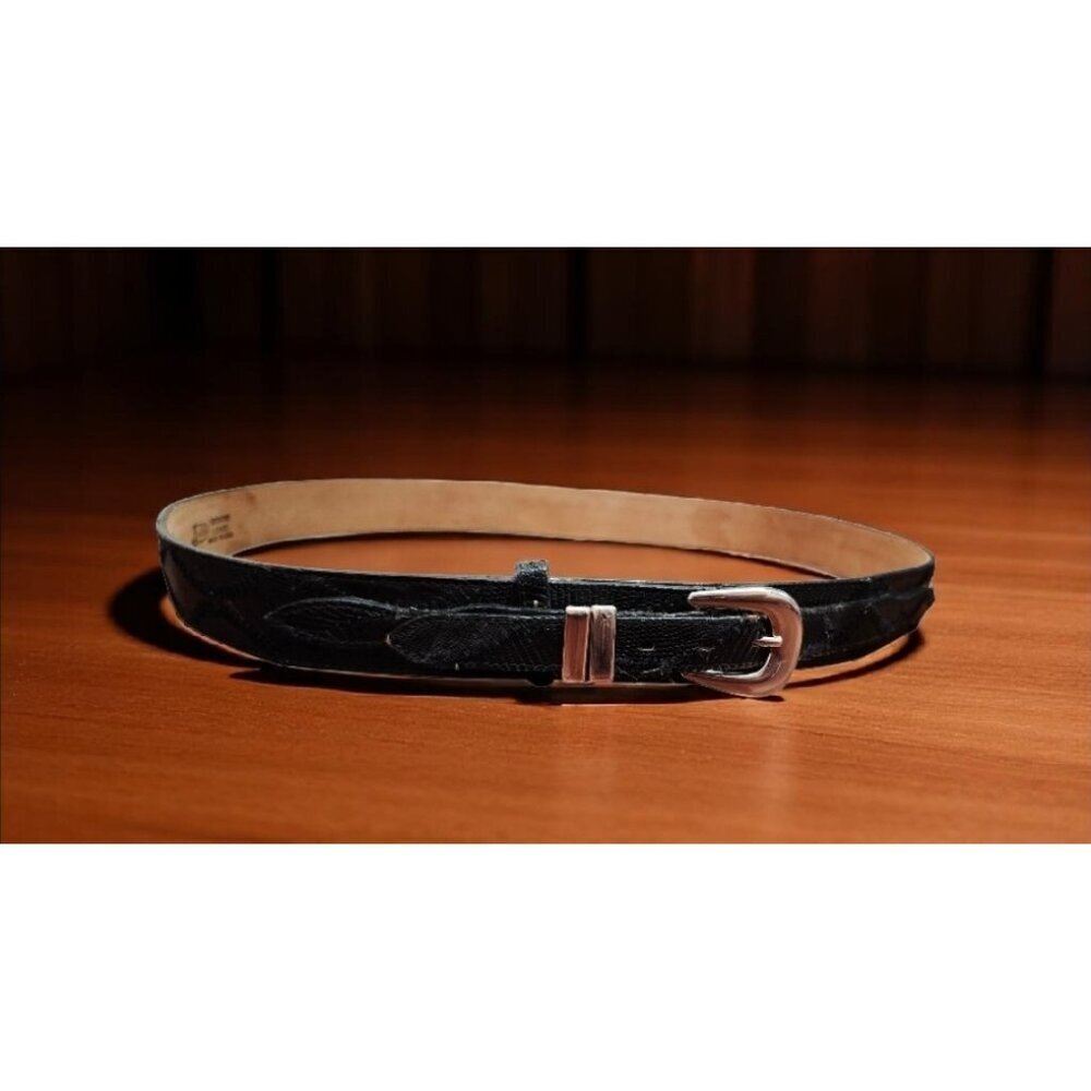Justin Wéstern Men’s Genuine Leather Belt Black Silver Buckle Textured snake 42